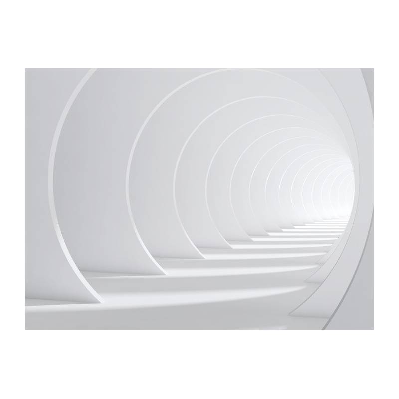 Fototapeta Abstract White Bent 3D Tunnel