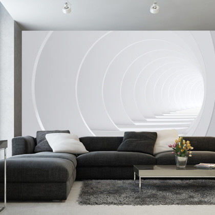 Fototapeta Abstract White Bent 3D Tunnel