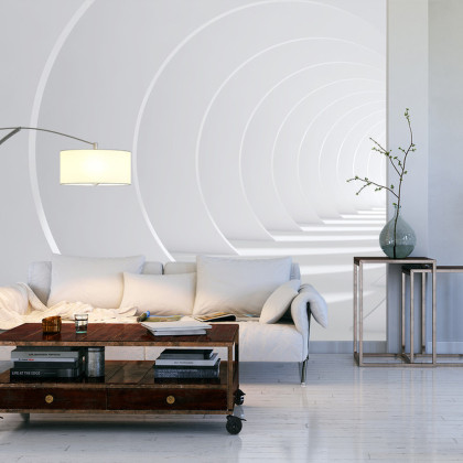 Fototapeta Abstract White Bent 3D Tunnel