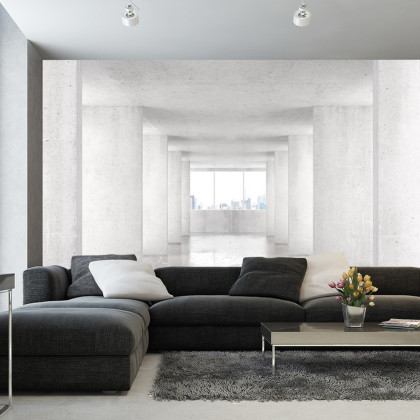 Fototapeta Loft Style Tunnel With Many Walls In Light Empty Building With B