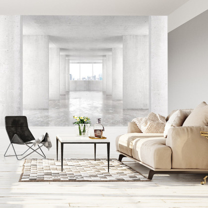 Fototapeta Loft Style Tunnel With Many Walls In Light Empty Building With B
