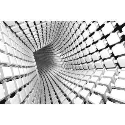 Fototapeta Abstract Geometric Background With A Tunnel Going To Perspective. 3D Render