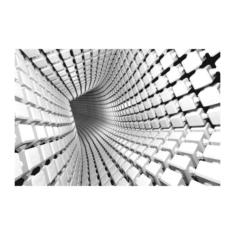 Fototapeta Abstract Geometric Background With A Tunnel Going To Perspective. 3D Render