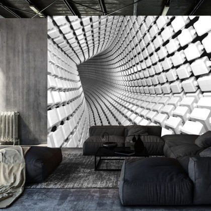 Fototapeta Abstract Geometric Background With A Tunnel Going To Perspective. 3D Render
