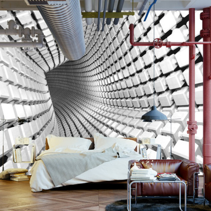 Fototapeta Abstract Geometric Background With A Tunnel Going To Perspective. 3D Render