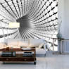 Fototapeta Abstract Geometric Background With A Tunnel Going To Perspective. 3D Render