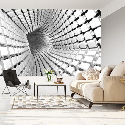 Fototapeta Abstract Geometric Background With A Tunnel Going To Perspective. 3D Render