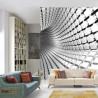 Fototapeta Abstract Geometric Background With A Tunnel Going To Perspective. 3D Render