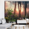 Fototapeta Colorful Sunset Forest Scenery With Beautiful Trees And Plants, Natural Green Environment With Amazing Nature