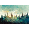 Fototapeta Forest Silhouette Background. Watercolor Painting Of A Spruce Forest