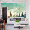Fototapeta Forest Silhouette Background. Watercolor Painting Of A Spruce Forest