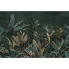 Fototapeta Wallpaper Palm Tropical Forest Vintage Jungle Pattern With Birds Dark Mood
