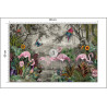 Fototapeta Wallpaper Jungle And Tropical Forest Banana Palm And Tropical Birds, Old Drawing