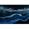 Fototapeta Fluid Art. Liquid Metallic Gold In Abstract Blue Wave. Marble Effect Background Or Texture