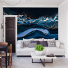 Fototapeta Fluid Art. Liquid Metallic Gold In Abstract Blue Wave. Marble Effect Background Or Texture