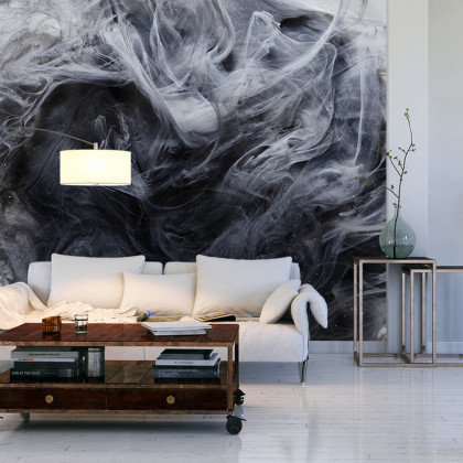 Fototapeta Outer Space Abstract Background, Black Matter. Thunderstorm Clouds In The Sky. Mystical Swirling Smoke Backdrop
