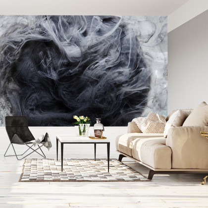Fototapeta Outer Space Abstract Background, Black Matter. Thunderstorm Clouds In The Sky. Mystical Swirling Smoke Backdrop