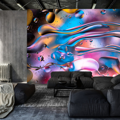 Fototapeta Abstract Colorful Liquid Water Splash And Bubbles Background. Macro Photography
