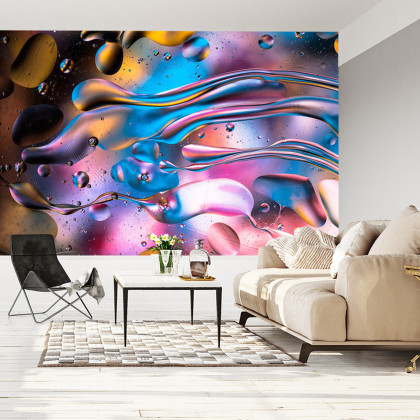 Fototapeta Abstract Colorful Liquid Water Splash And Bubbles Background. Macro Photography