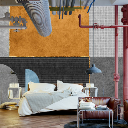 Fototapeta Gold Geometric Background Art. Modern Grey Pattern,