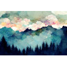 Fototapeta Forest Silhouette Background. Watercolor Painting Of A Spruce Forest