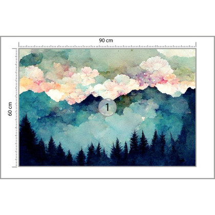 Fototapeta Forest Silhouette Background. Watercolor Painting Of A Spruce Forest