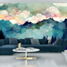 Fototapeta Forest Silhouette Background. Watercolor Painting Of A Spruce Forest