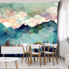 Fototapeta Forest Silhouette Background. Watercolor Painting Of A Spruce Forest