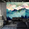 Fototapeta Forest Silhouette Background. Watercolor Painting Of A Spruce Forest