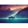 Fototapeta Fantasy Concept Showing A Lake Bled, Slovenia. Digital Art Style, Painting , Horizontal Side View, Skyline