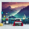 Fototapeta Fantasy Concept Showing A Lake Bled, Slovenia. Digital Art Style, Painting , Horizontal Side View, Skyline