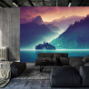 Fototapeta Fantasy Concept Showing A Lake Bled, Slovenia. Digital Art Style, Painting , Horizontal Side View, Skyline