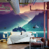 Fototapeta Fantasy Concept Showing A Lake Bled, Slovenia. Digital Art Style, Painting , Horizontal Side View, Skyline