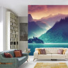 Fototapeta Fantasy Concept Showing A Lake Bled, Slovenia. Digital Art Style, Painting , Horizontal Side View, Skyline