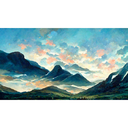 Fototapeta Fairy Land, Contemporary Art, Poetic Scenery Background, Oil Canvas Painting