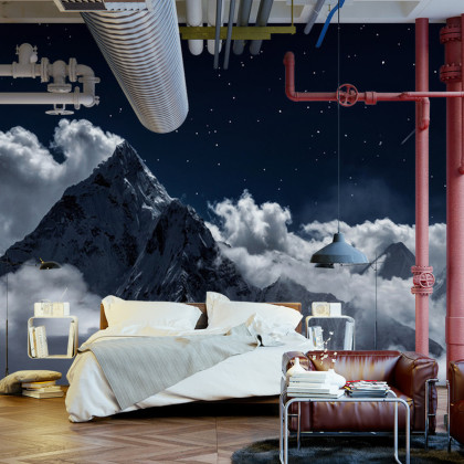 Fototapeta Top Of Mount In The Clouds At Night, Nepal