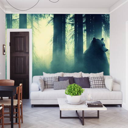 Fototapeta Abstract Bear Background. Bear Double Exposure Background