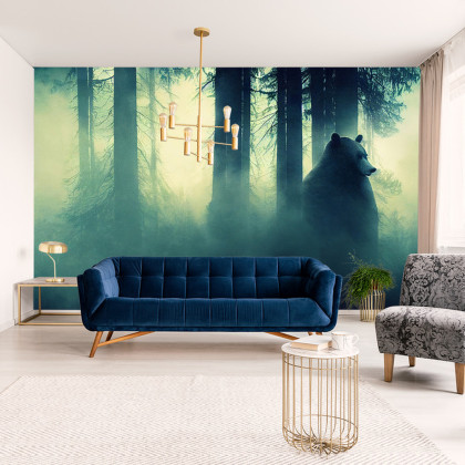 Fototapeta Abstract Bear Background. Bear Double Exposure Background