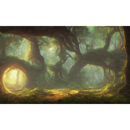 Fototapeta Amazing Fantastic Curved Forest. Forest Landscape Of Trees In The Rays Of The Sun. 3D