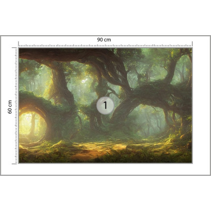 Fototapeta Amazing Fantastic Curved Forest. Forest Landscape Of Trees In The Rays Of The Sun. 3D