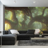 Fototapeta Amazing Fantastic Curved Forest. Forest Landscape Of Trees In The Rays Of The Sun. 3D