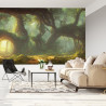 Fototapeta Amazing Fantastic Curved Forest. Forest Landscape Of Trees In The Rays Of The Sun. 3D