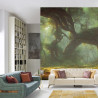 Fototapeta Amazing Fantastic Curved Forest. Forest Landscape Of Trees In The Rays Of The Sun. 3D