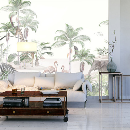 Fototapeta Tropical Trees And Leaves For Digital Printing Wallpaper, Custom Design Wallpaper - 3D