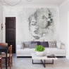 Fototapeta Spectacular Watercolor Woman Face With White Flower. Digital Art . Mural For Wallpaper.