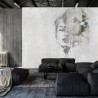 Fototapeta Spectacular Watercolor Woman Face With White Flower. Digital Art . Mural For Wallpaper.
