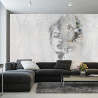 Fototapeta Spectacular Watercolor Woman Face With White Flower. Digital Art . Mural For Wallpaper.