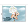 Fototapeta Portrait Of Young Beautiful Woman With Blue Silk