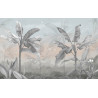Fototapeta Banana Tree Wallpaper Design With Pastel Tones, Tropical Landscape, Mural Art.
