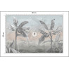 Fototapeta Banana Tree Wallpaper Design With Pastel Tones, Tropical Landscape, Mural Art.
